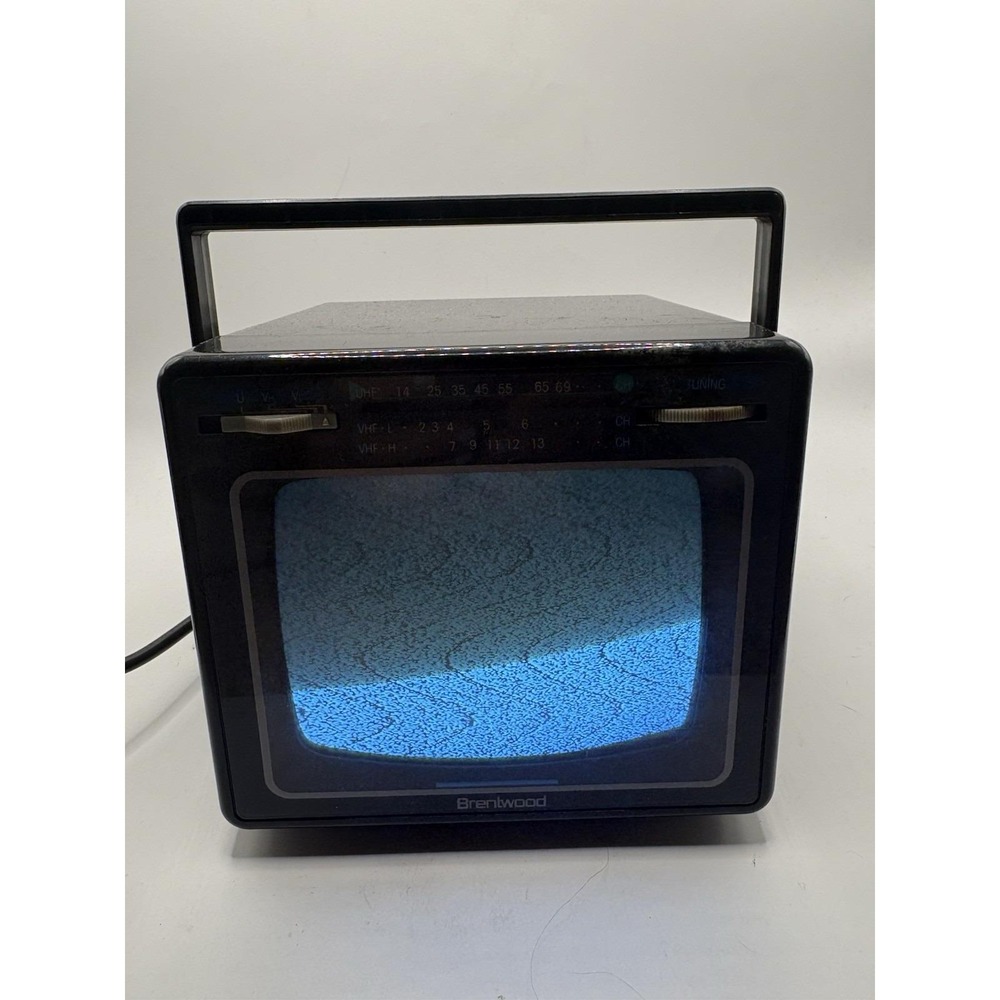 Vtg 1986 Brentwood 5" Portable B&W Television Model BTV-20 Retro Gaming Prop
